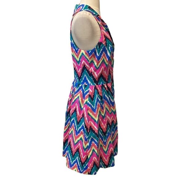 Lilly Pulitzer Sherlyn Hearts A Flutter Multicolored Chevron Collared Dress 6 - Picture 5 of 16